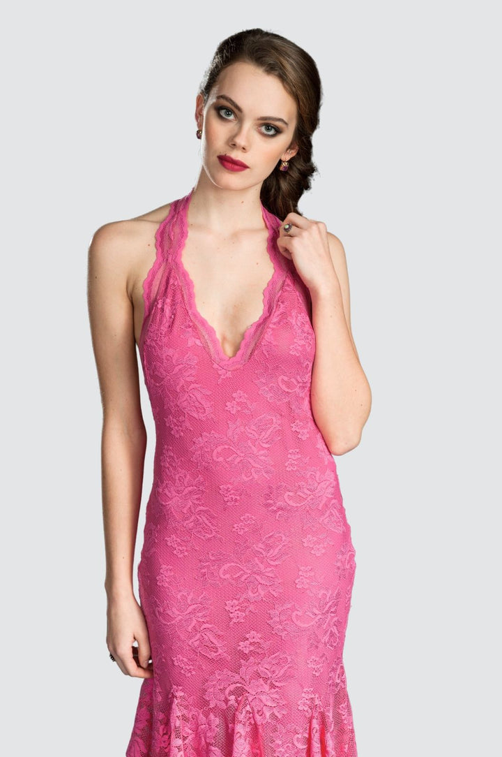 Neckholderkleid aus Spitze