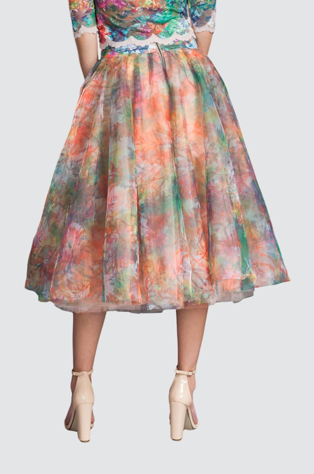Rainbow Floral Lace & Tulle Two-Piece Set