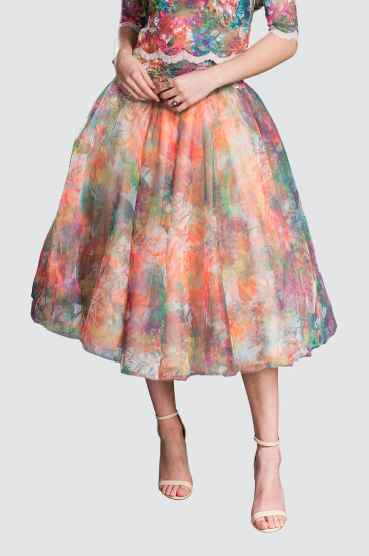 Rainbow Floral Lace & Tulle Two-Piece Set