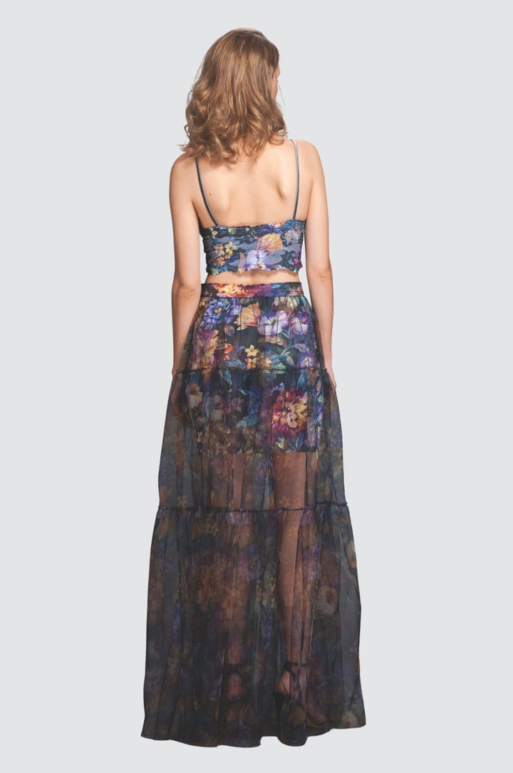 Bustier-Crop-Top mit Blumenspitze