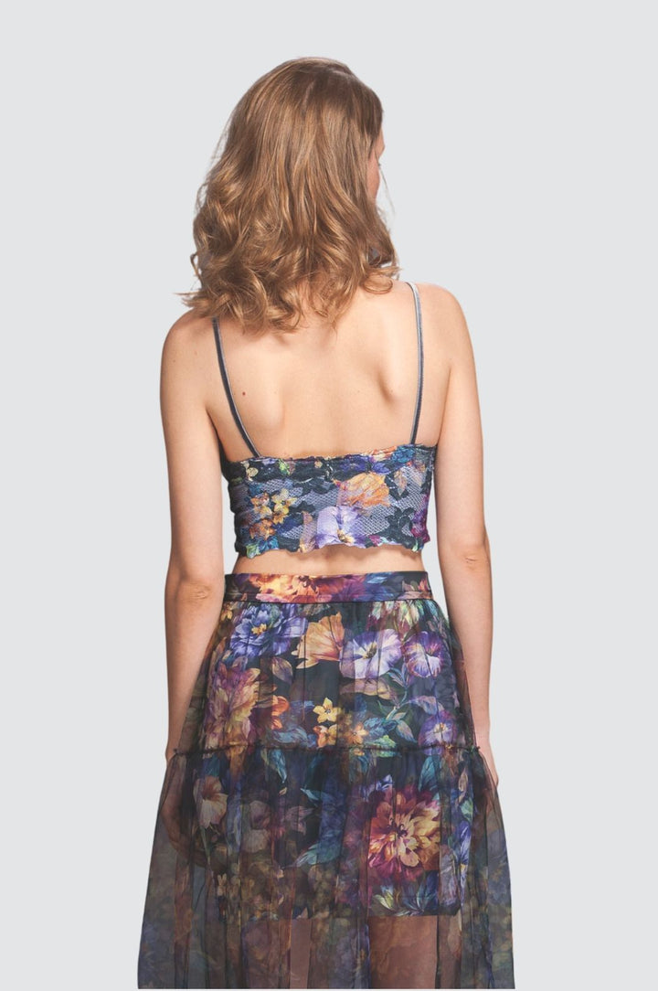 Bustier-Crop-Top mit Blumenspitze