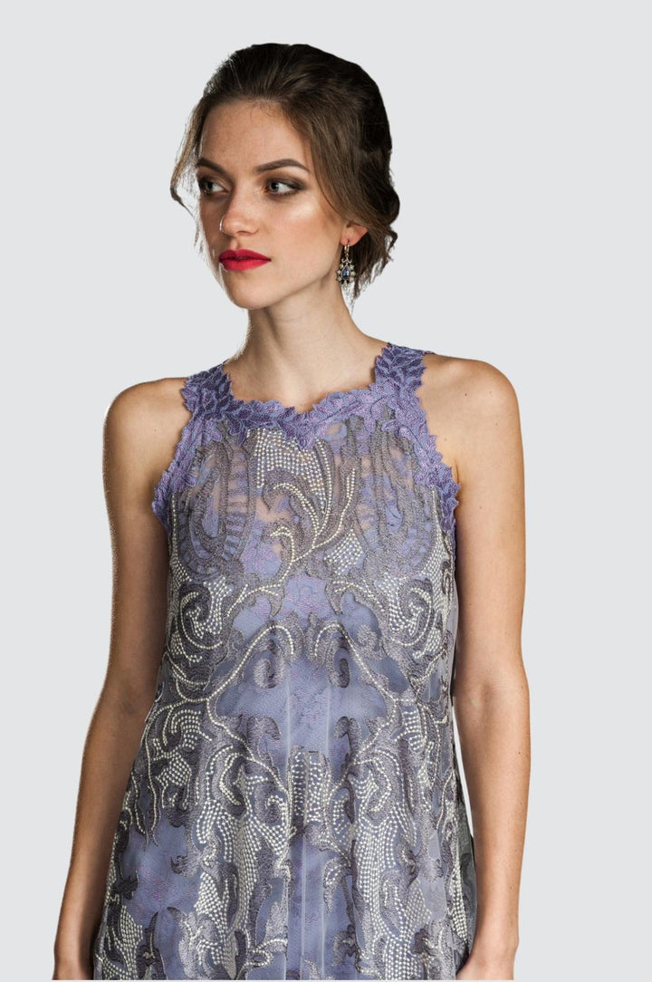 A-Linien-Spitzenkleid mit Illusion