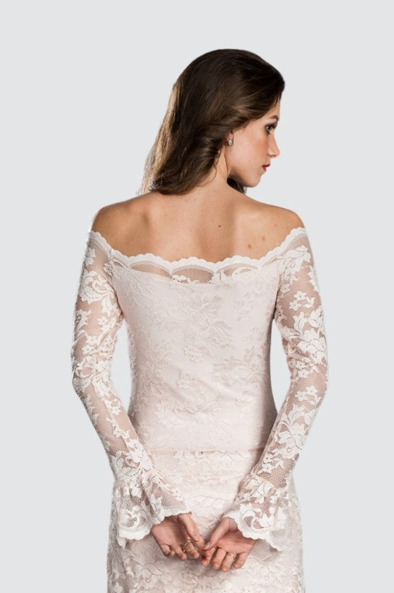 Shell Lace Top with Ruffle Detail