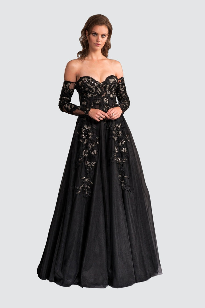 Robe mi-longue bouffante à col en V