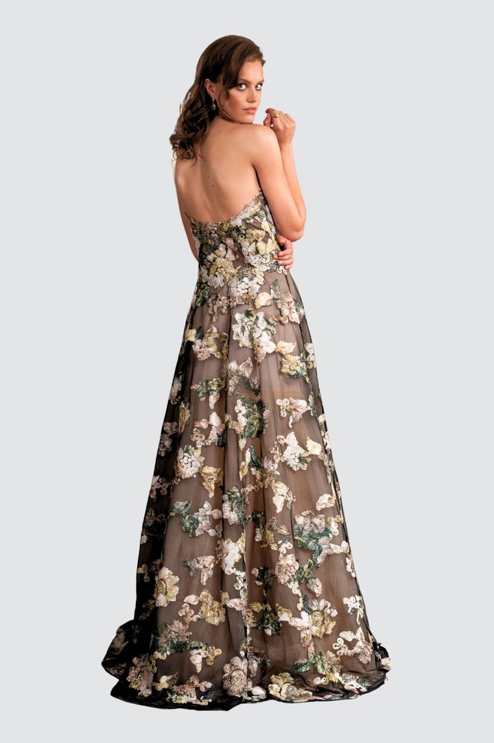 Robe mi-longue bouffante à col en V