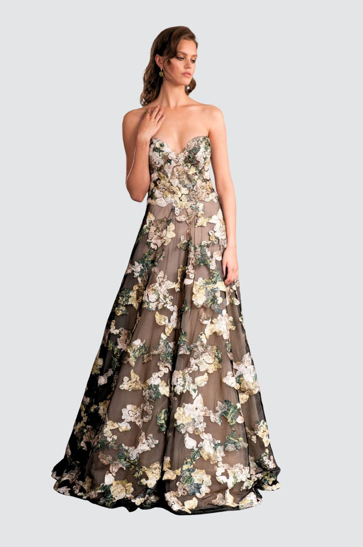 Robe mi-longue bouffante à col en V