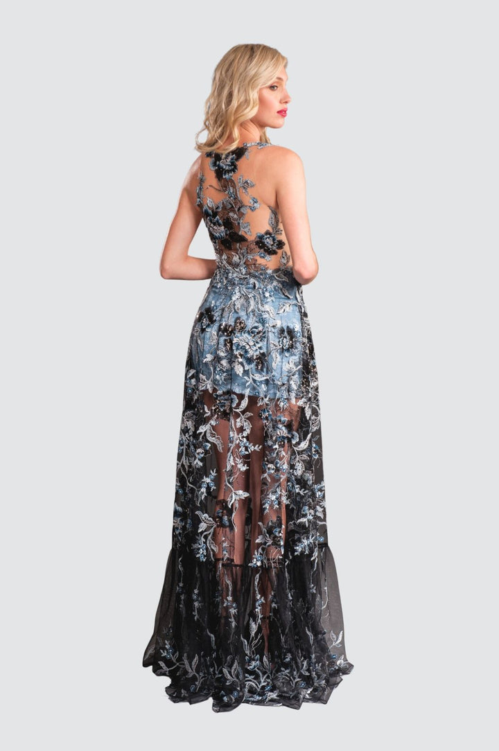 Robe mi-longue bouffante à col en V