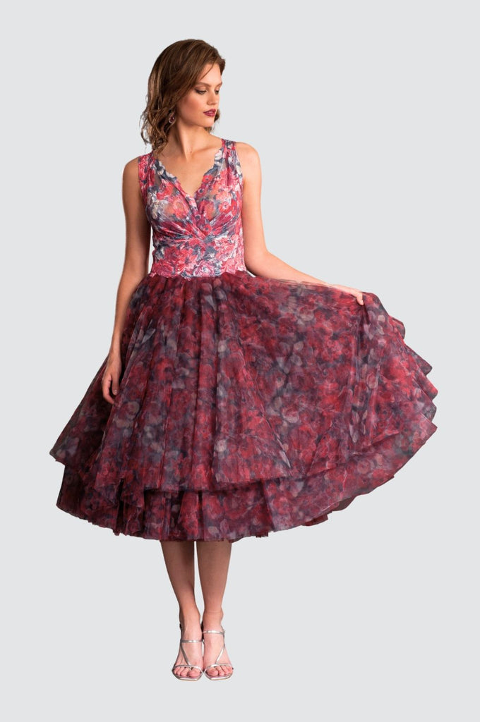 Stylish Lace & Tulle Midi Dress  Olvi's Lace