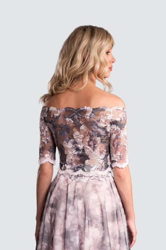 Schulterfreies Top mit floraler Spitze