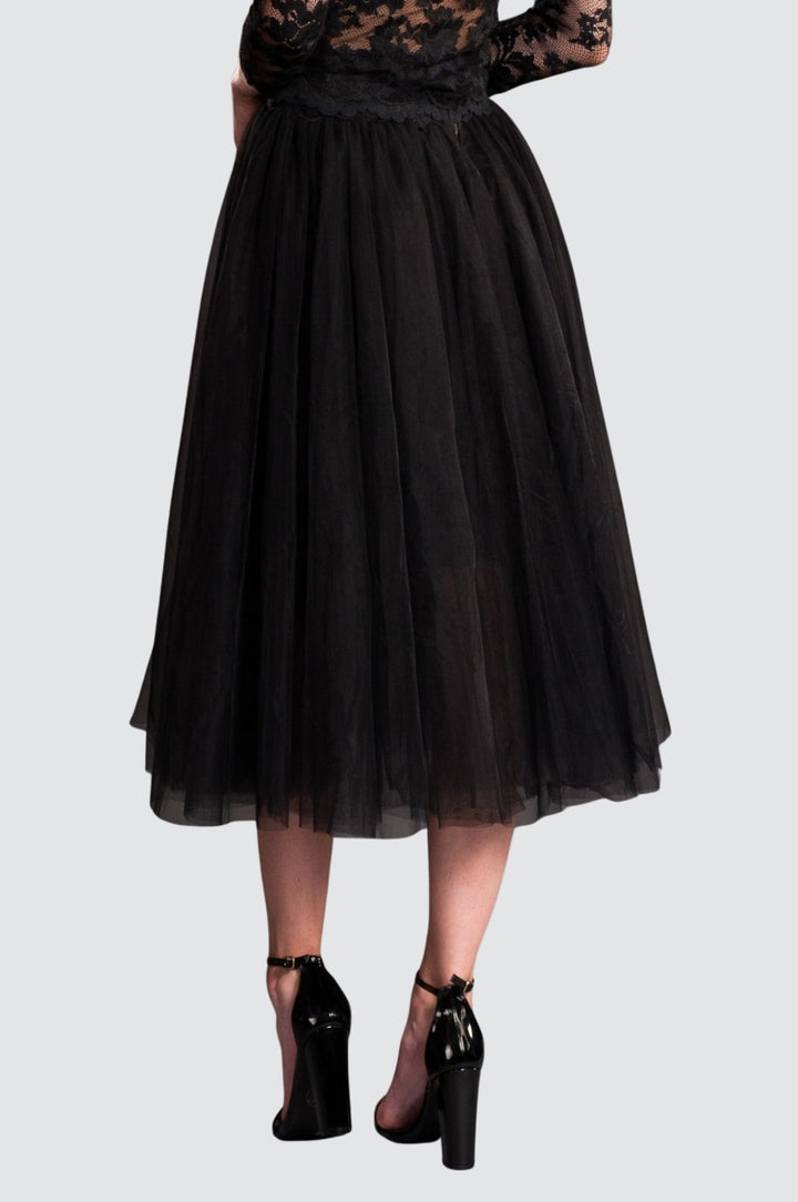 Jupe midi élégante en tulle noir