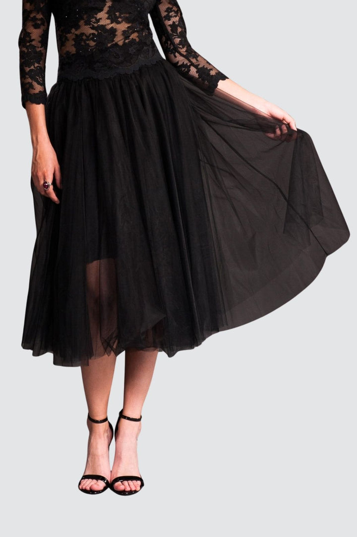 Jupe midi élégante en tulle noir