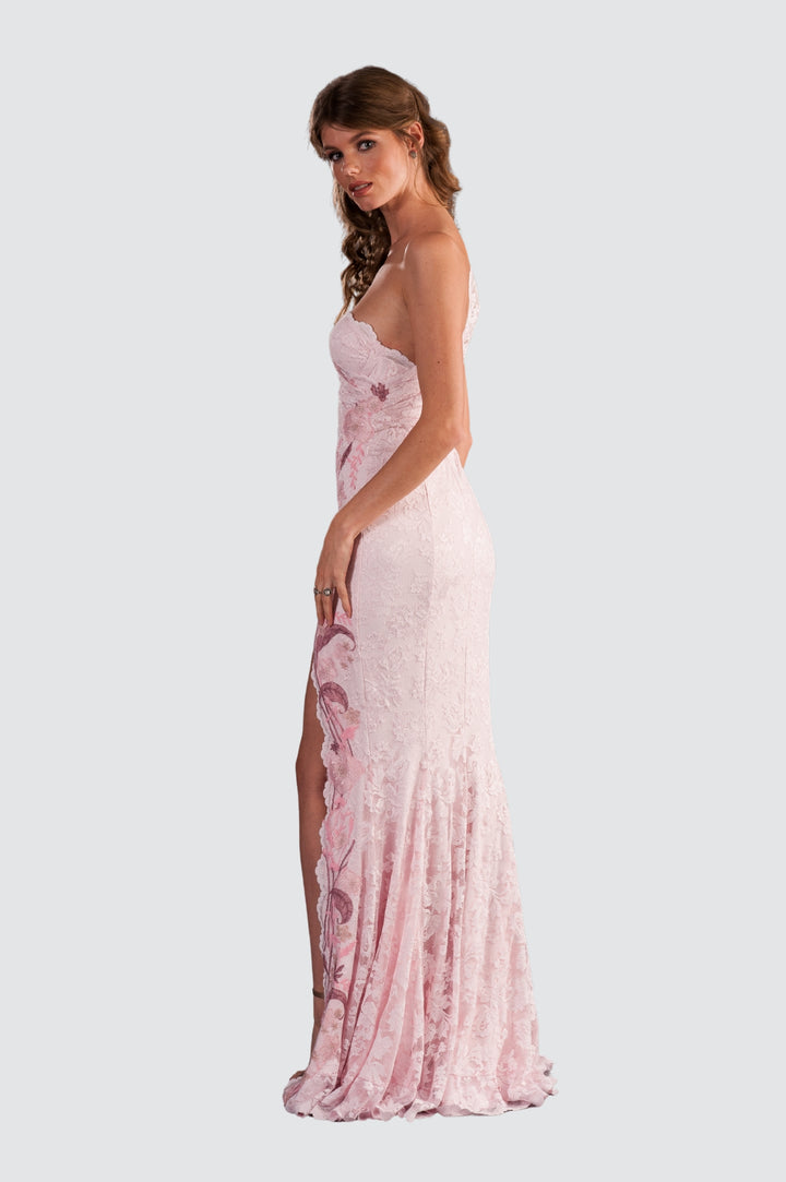 One-shoulder Lace Gown