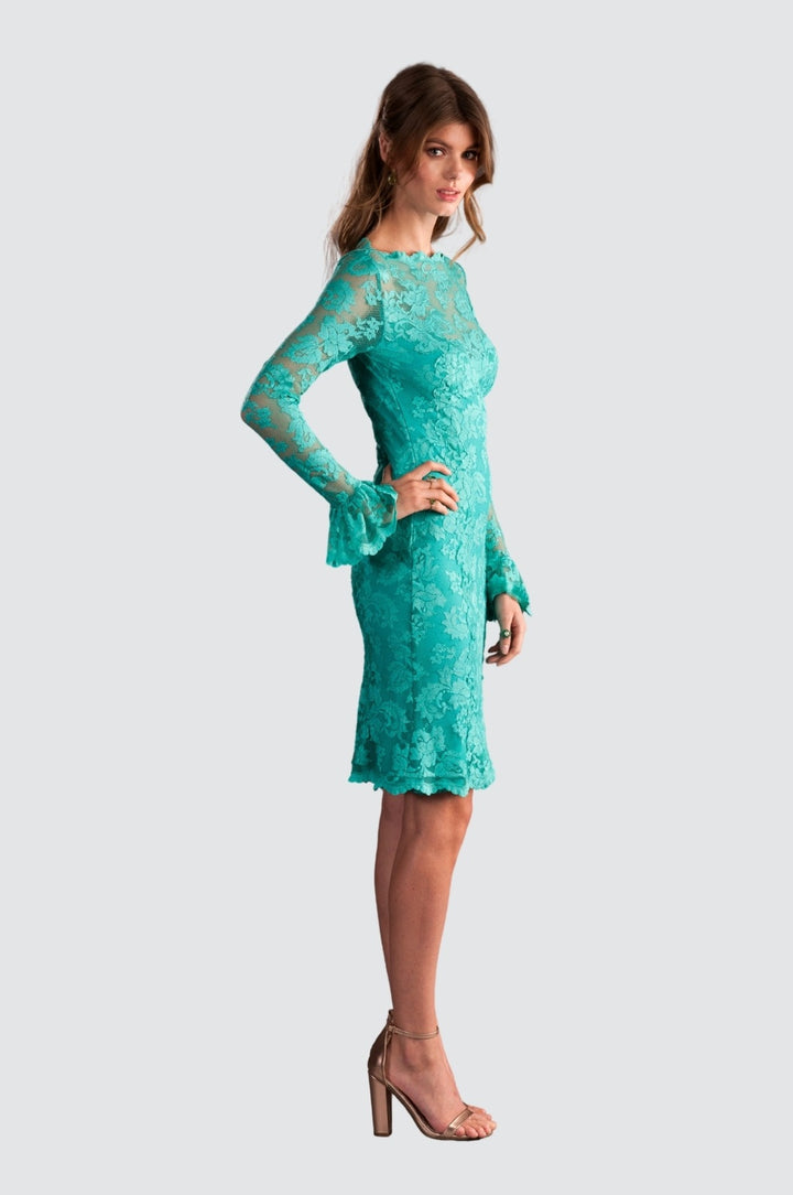Robe de cocktail mi-longue à manches longues