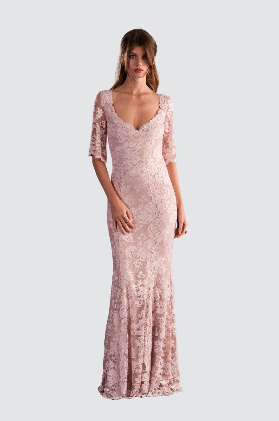 Rose Water Lace Mermaid Gown