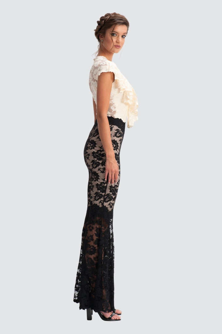Haut court bustier en dentelle florale