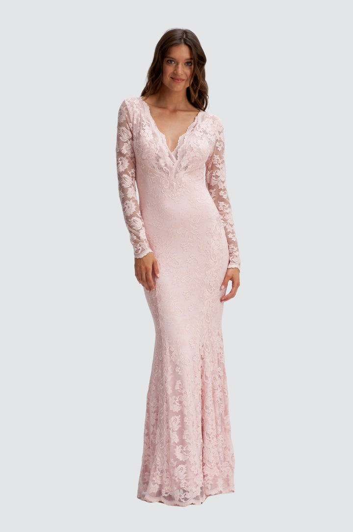 Deep V-Neck Lace Mermaid Gown