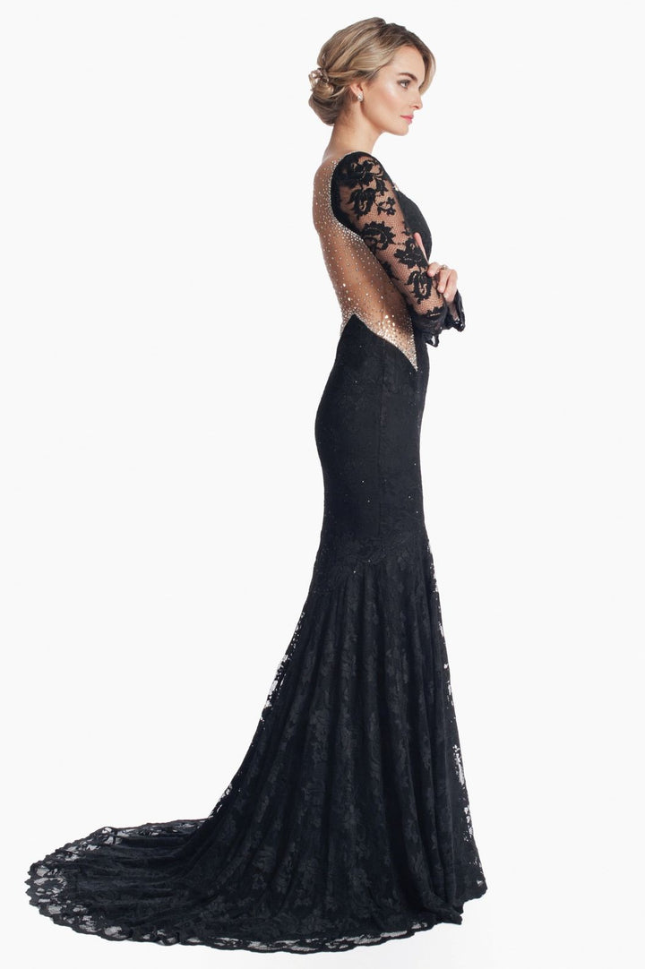 Luxurious Lace Gown with Sparkling Embellishments-2