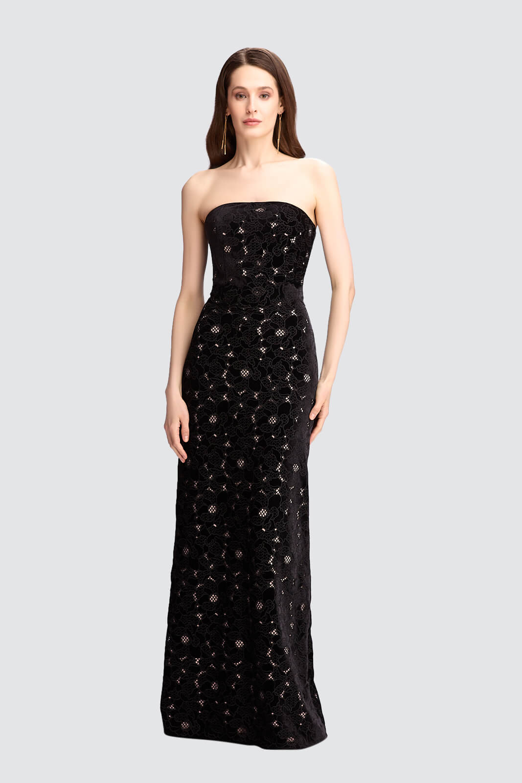 Elegant Velvet Strapless Gown-0