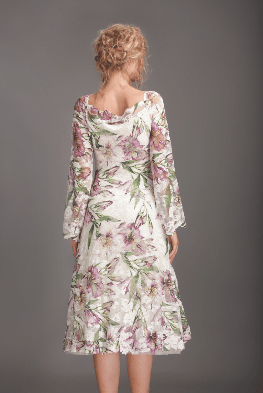 Printed dress with tulle skirt-1