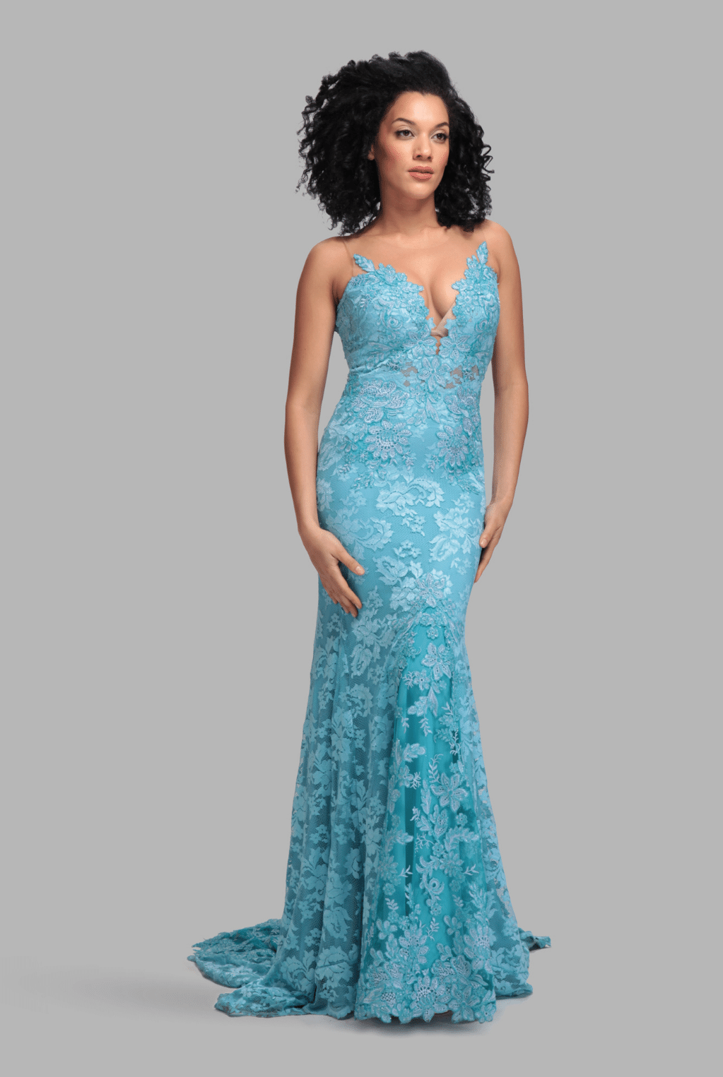 Illusion plunge mesh corset gown-0