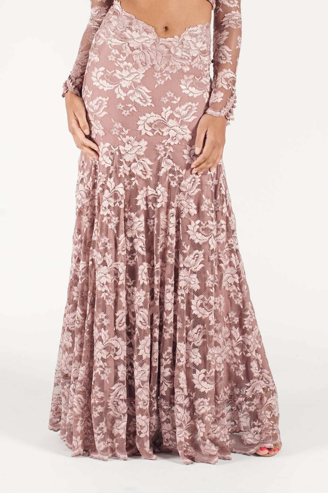 Soft Pink Lace Long Skirt-0