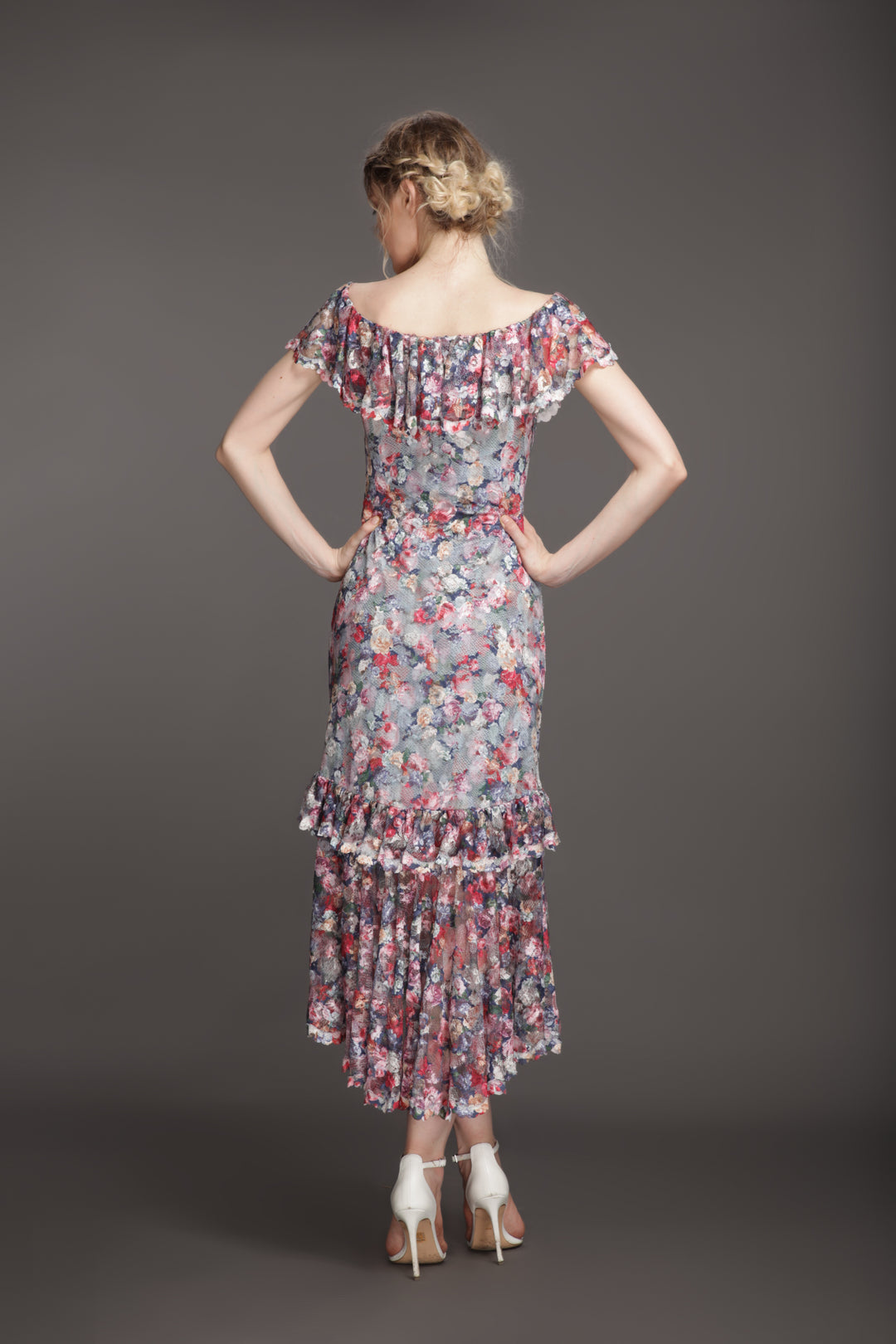 Off-shoulder cocktail dress with ruffles-1