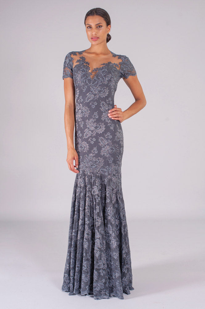 Mermaid Lace Dress with Illusion-0