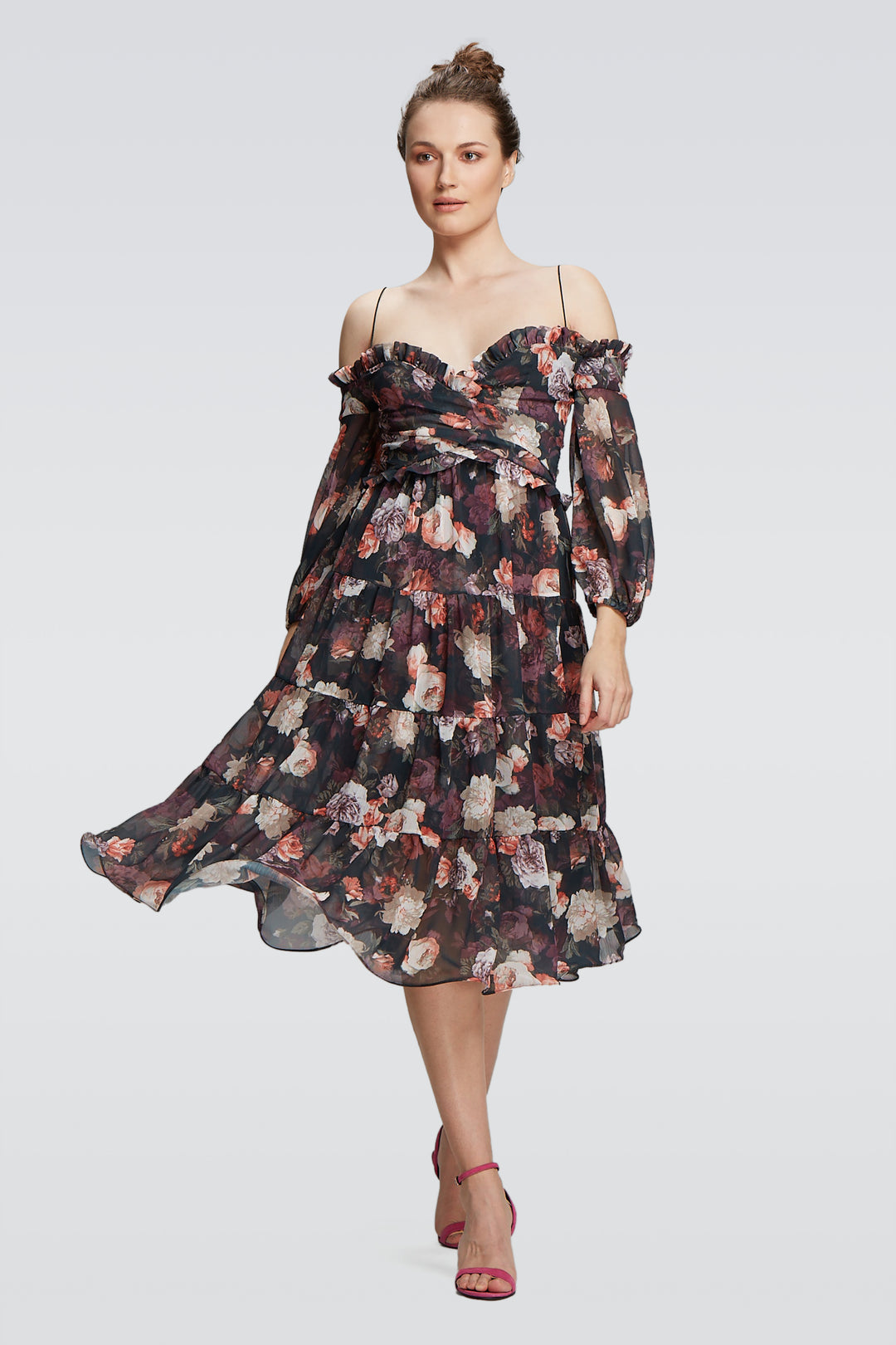 Off-Shoulder Drape Dress-0