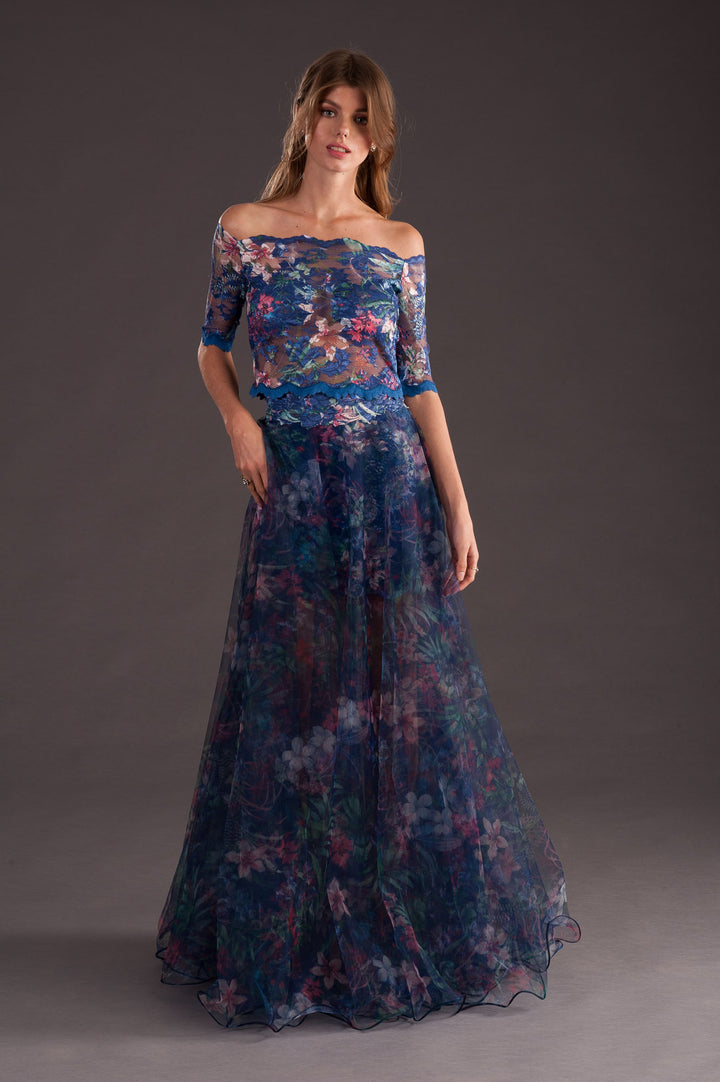 Floral Sheer Layered Maxi Skirt-5