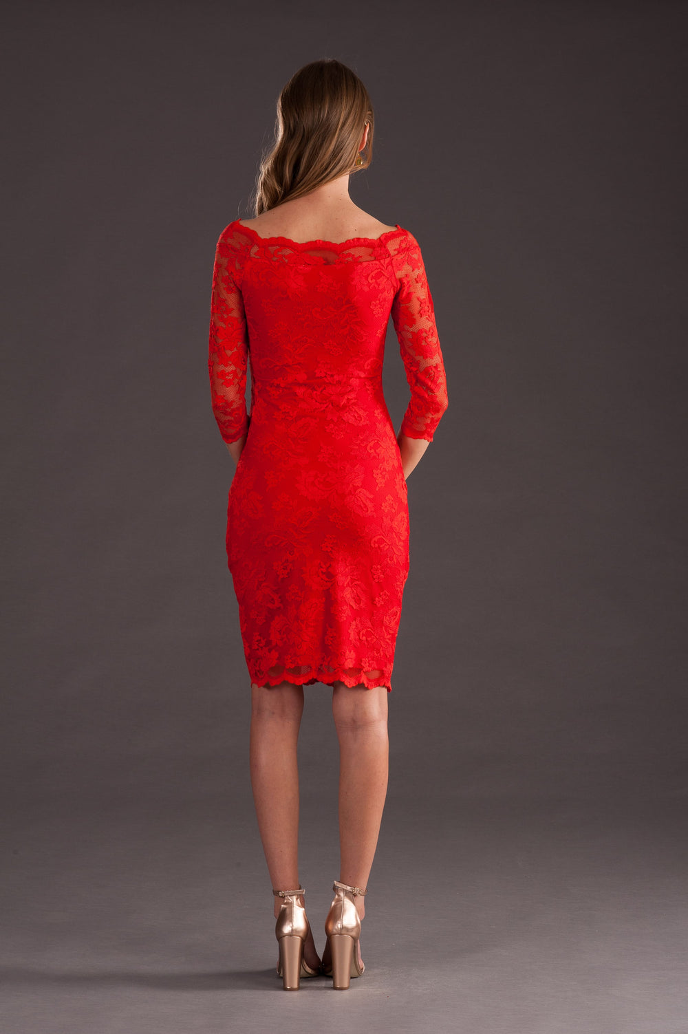 Chic Red Lace Cocktail Dress-1