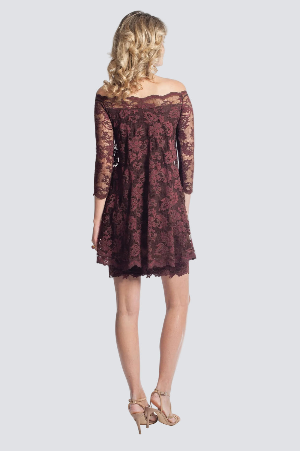 Off Shoulder Short Lace Dress-4