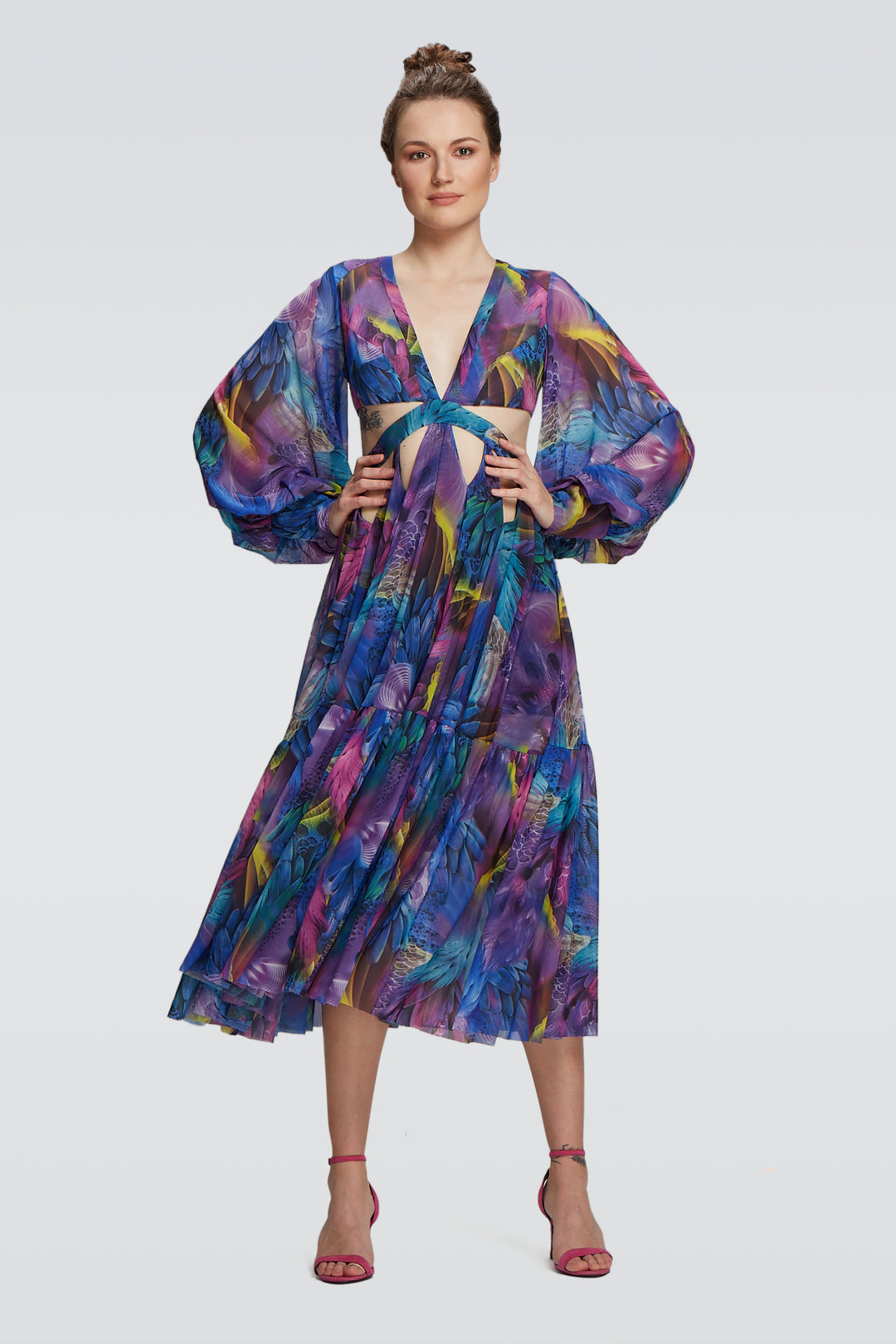 Puffy Bell Sleeves Midi Dress Puffy Bell Sleeves Midi Dress