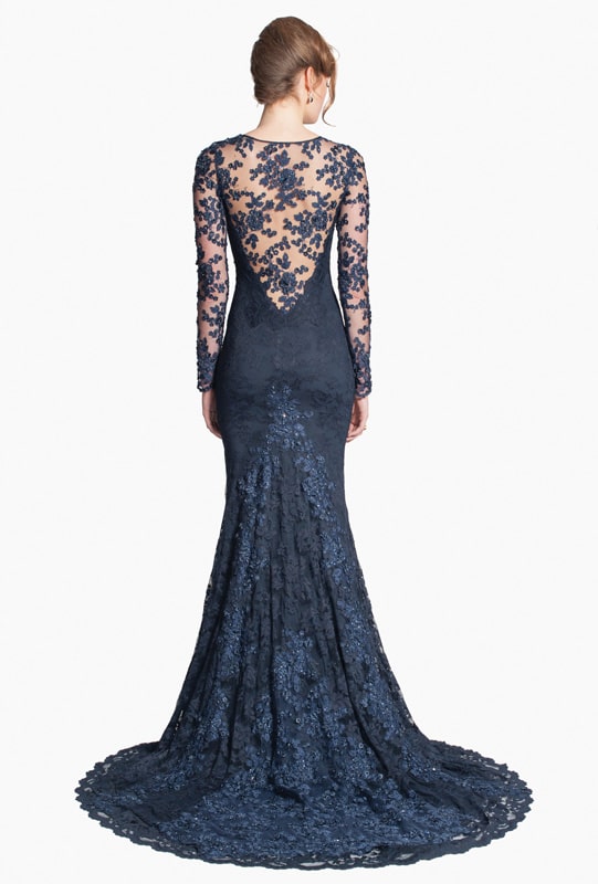 Navy Haute Couture Gown with Illusion-0