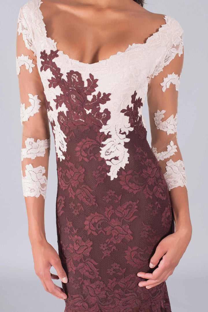 Elegant Two-Tone Gown with Illusion Tulle Skirt-3