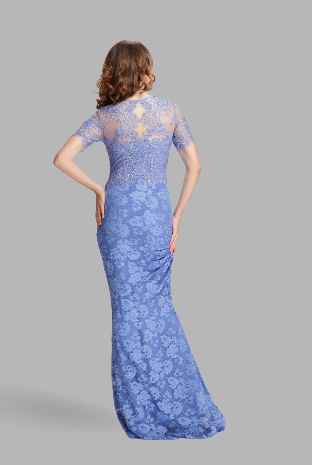 Sweet-heart neck ruched wrap gown-1
