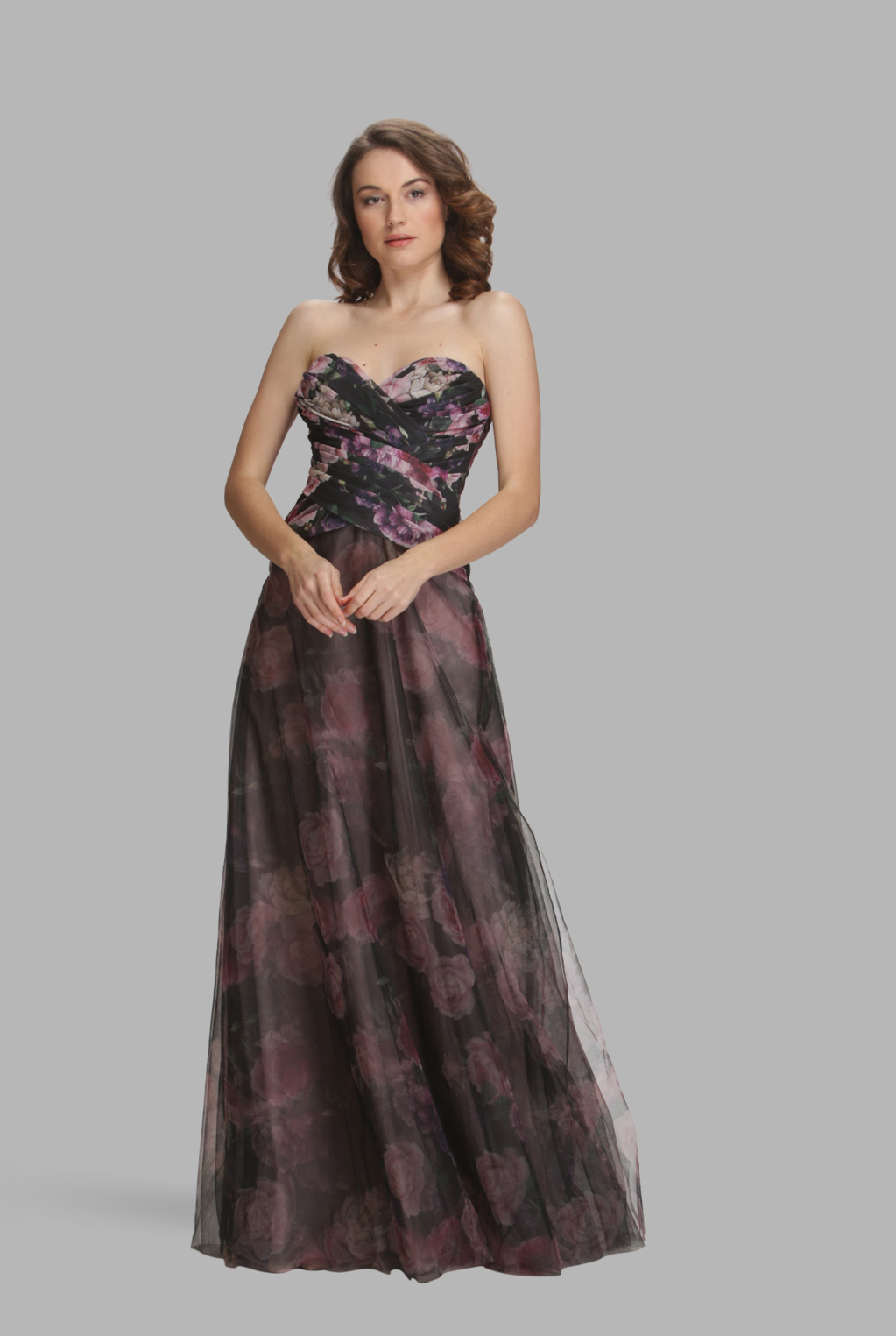 Sleeveless pleated wrap corset gown-0