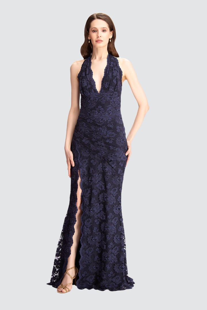 Halter Gown with Plunging Neckline-0