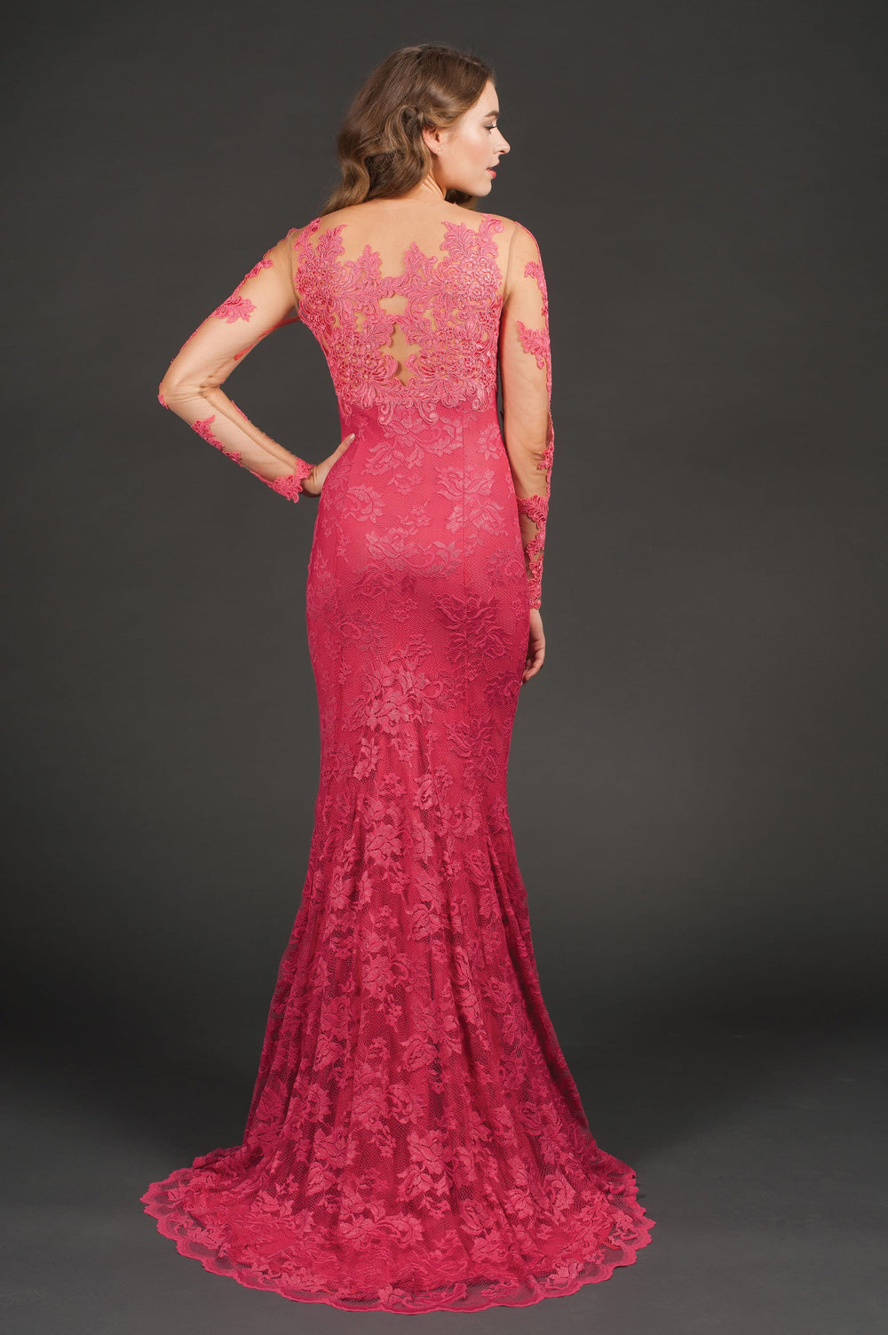 Glamorous Long-Sleeve Malaga Lace Gown-1