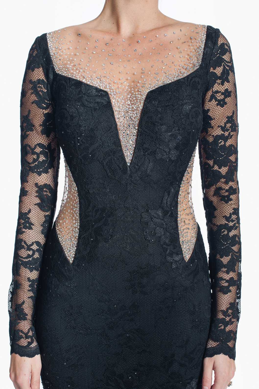 Luxurious Lace Gown with Sparkling Embellishments-3