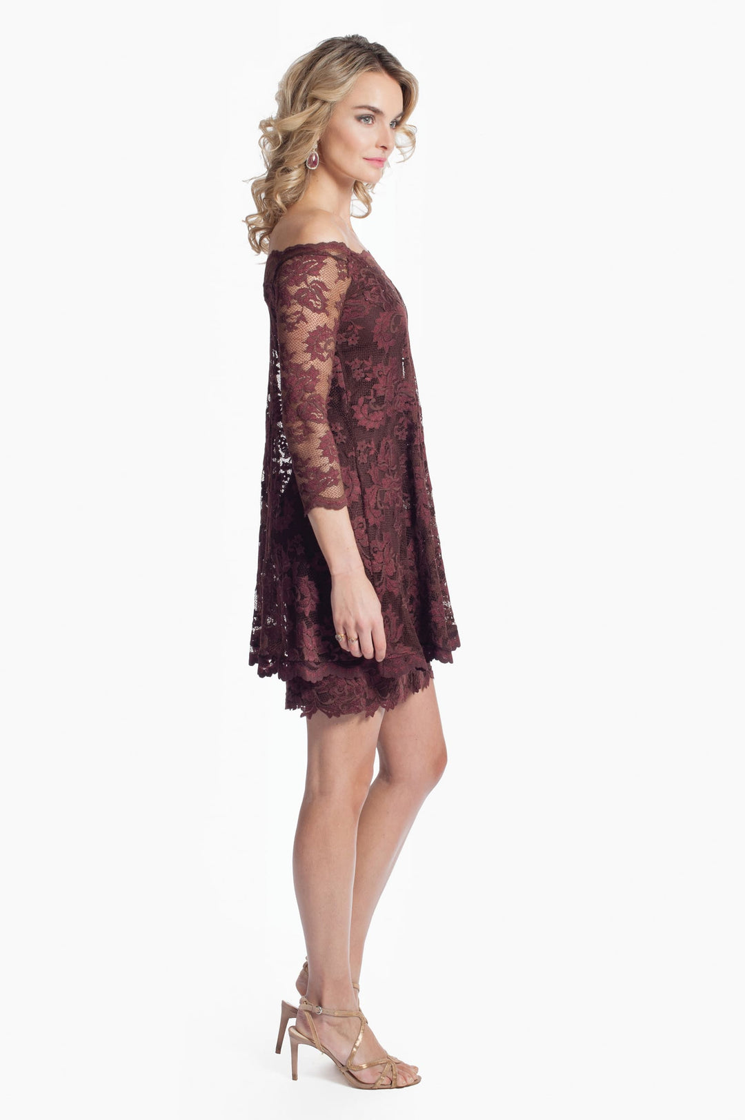 Off Shoulder Short Lace Dress-2