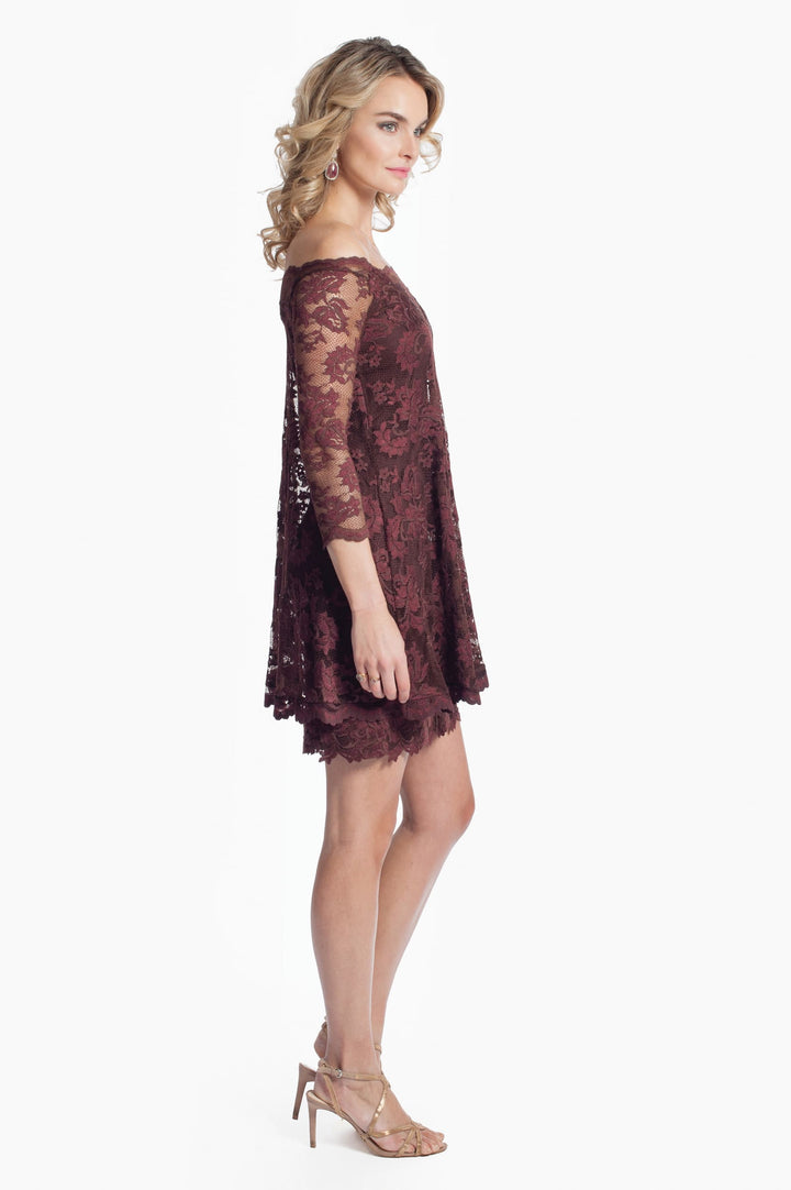Off Shoulder Short Lace Dress-2