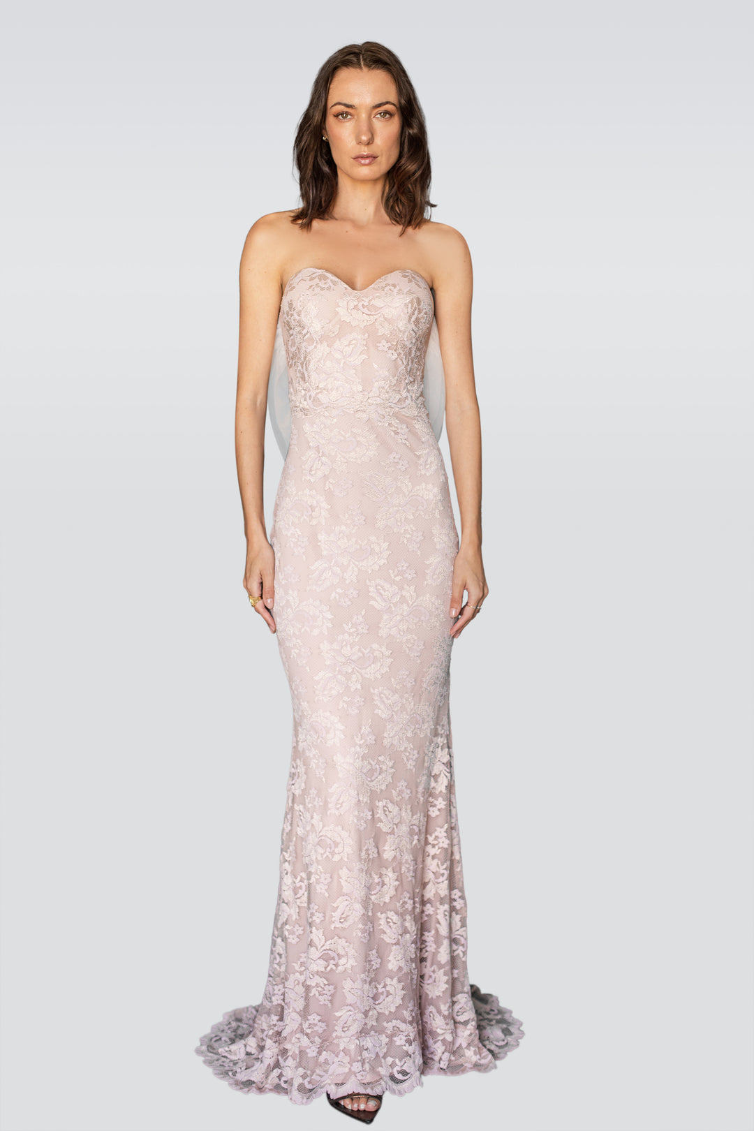 Soft Pink Strapless Gown with Tulle-1