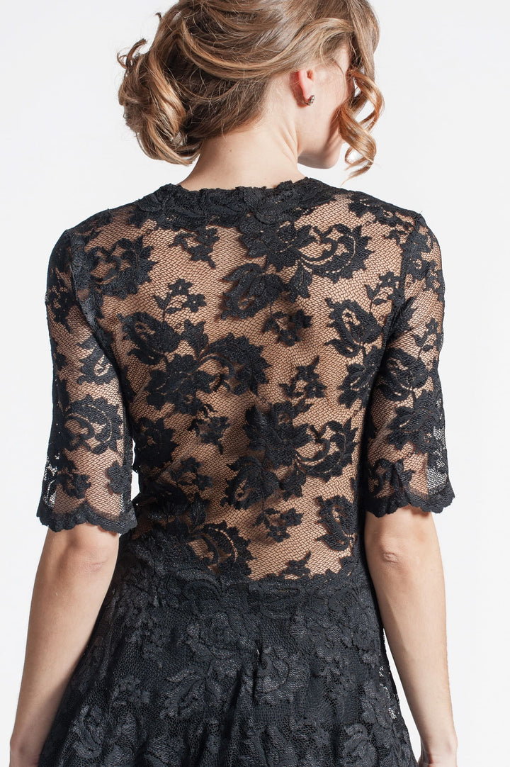 Fit-and-Flare Dress with Sheer Details-3