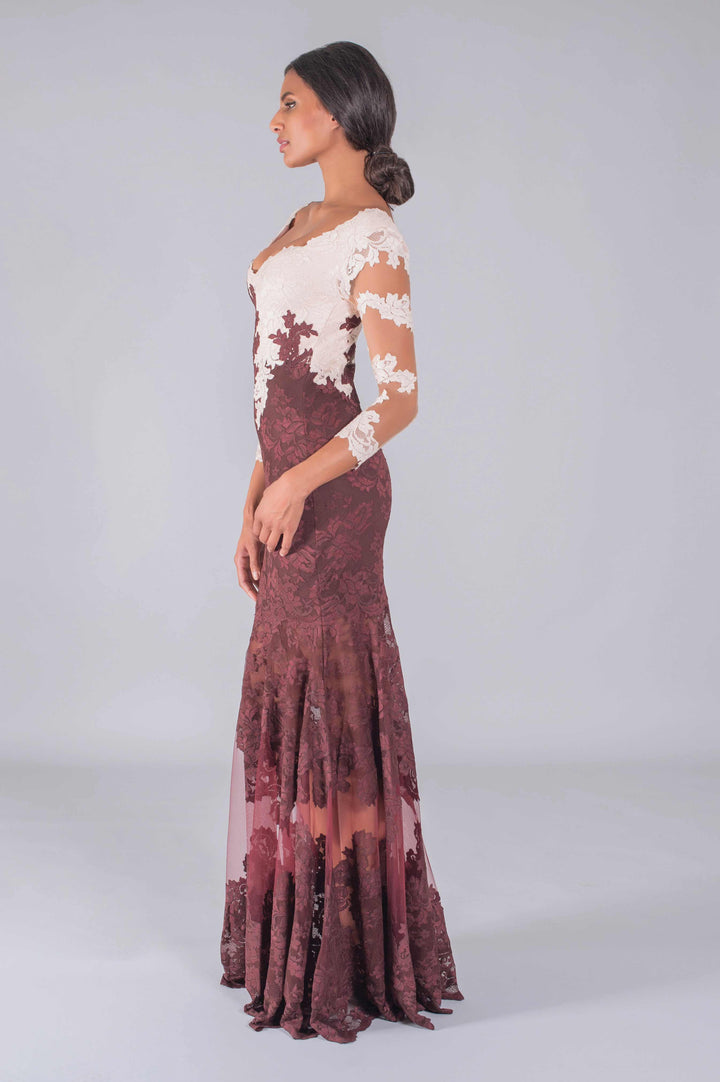 Elegant Two-Tone Gown with Illusion Tulle Skirt-2