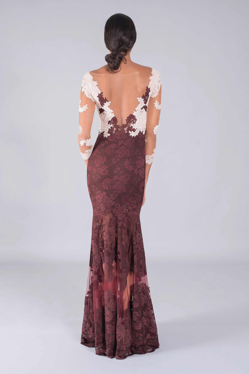 Elegant Two-Tone Gown with Illusion Tulle Skirt-1