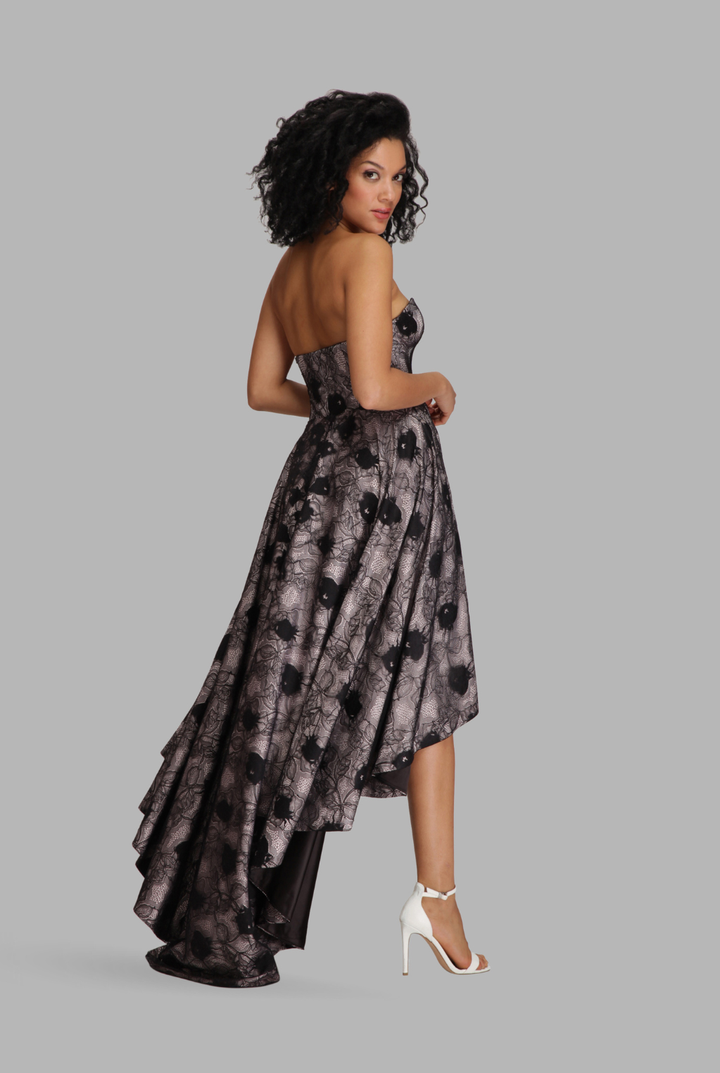 corset frill dress Off White Ruffled Corset Dress: Strapless Crepe Party Dress