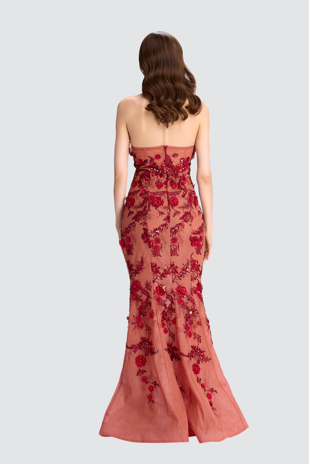 Embroidered Strapless Gown-1