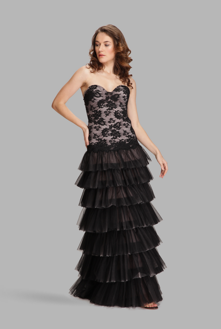 Corset layered frill gown-0