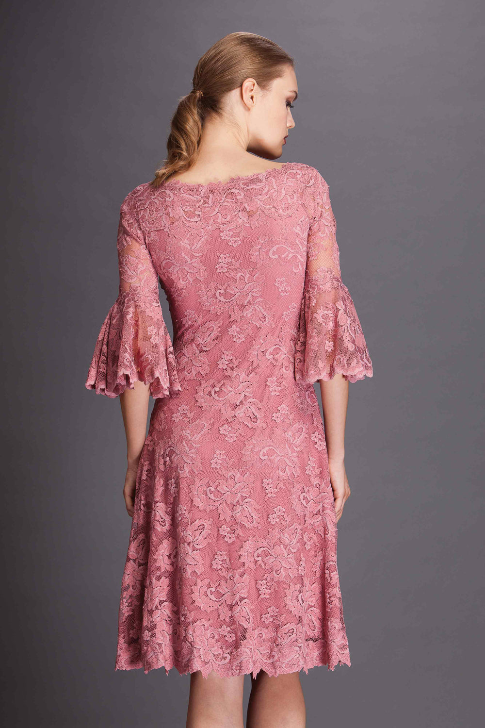Floral Lace Dress with Bell Sleeves-1