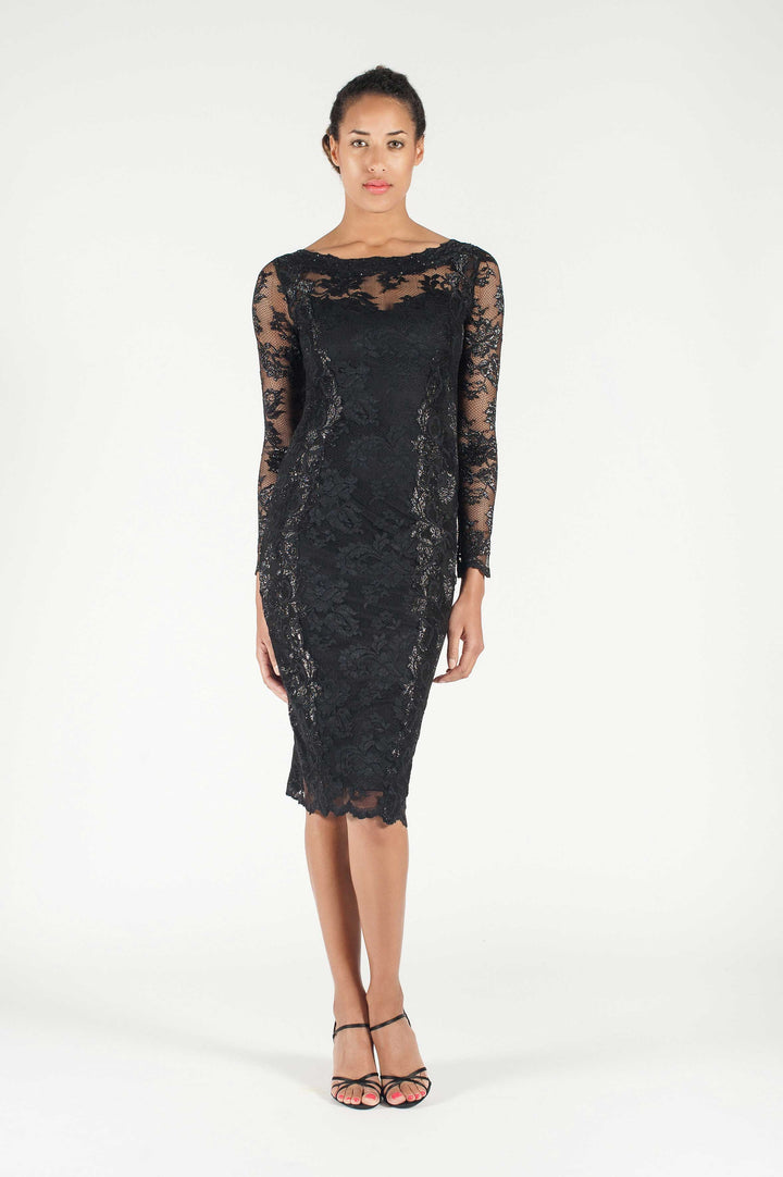 Elegant Black Lace Dress-0